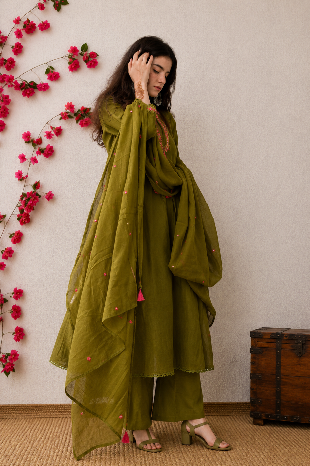 Mehendi mal A-Line kurta set