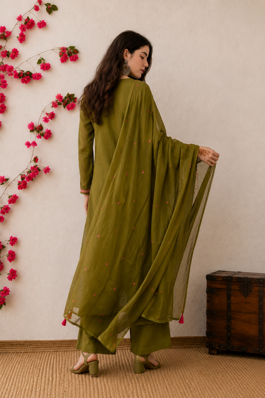 Mehendi mal A-Line kurta set