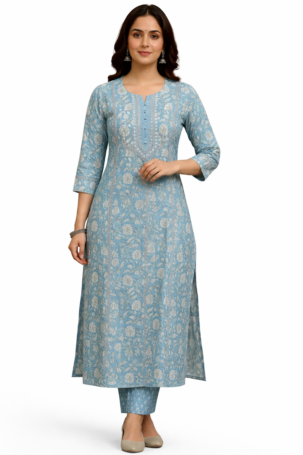 Sky blue kurti A-Line