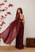 Maroon Soft Organza Embellished Saree