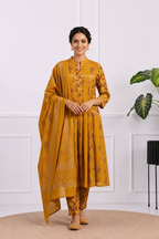 Mustard Bloom Anarkali Suit Set