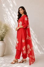 Azure Floral Straight Kurta Set with Dupatta