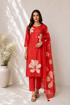 Azure Floral Straight Kurta Set with Dupatta