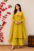 Zinnia Rust Hand-Embroidered Kurta Set with Dupatta