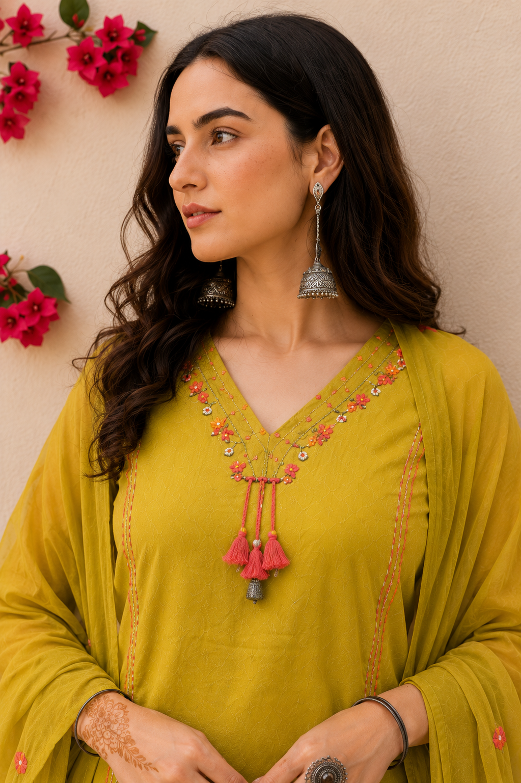 Zinnia Rust Hand-Embroidered Kurta Set with Dupatta