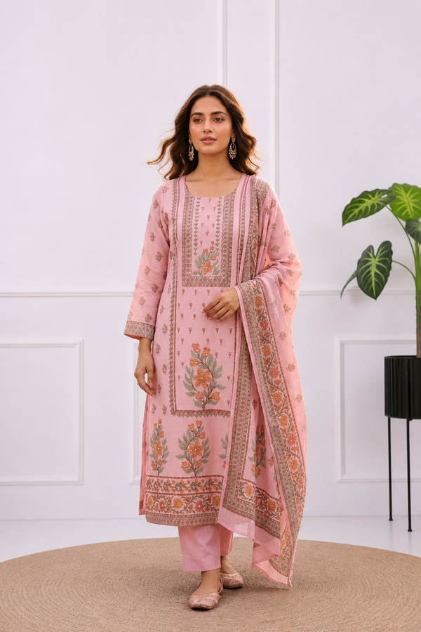 Blush Blossom Straight Suit Set