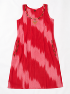 Pink Ikat Print A-Line Kurta Set