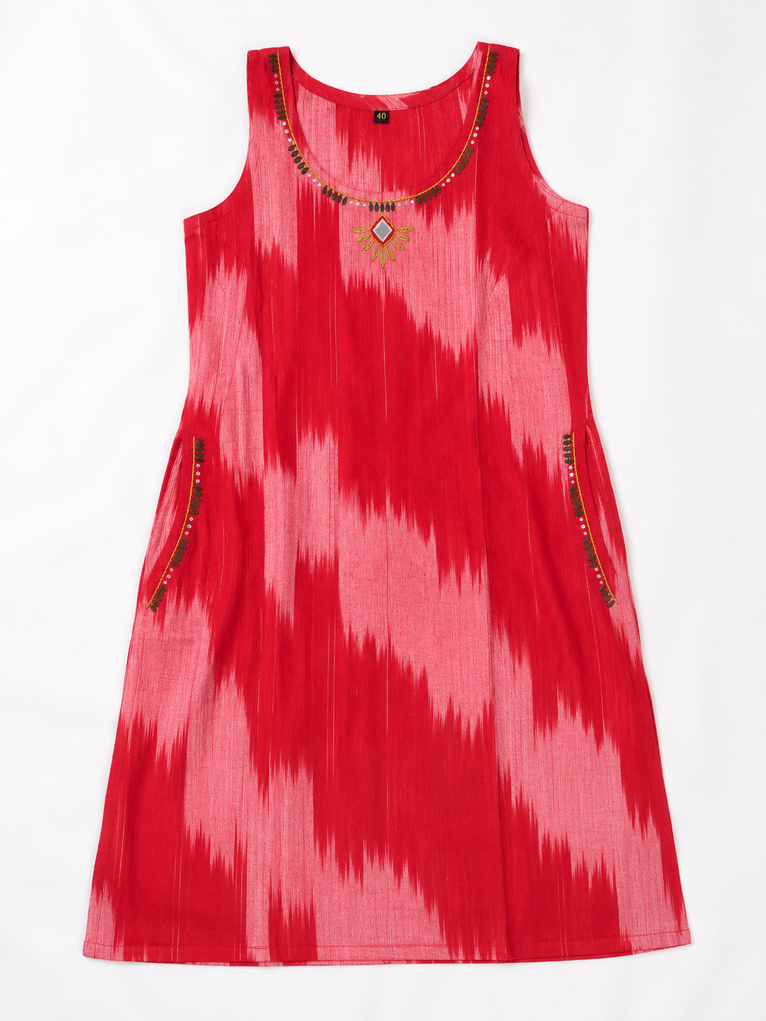 Pink Ikat Print A-Line Kurta Set