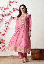 Soft Onion Pink Embroidered Anarkali Suit Set