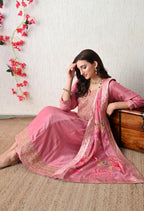 Soft Onion Pink Embroidered Anarkali Suit Set