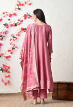 Soft Onion Pink Embroidered Anarkali Suit Set