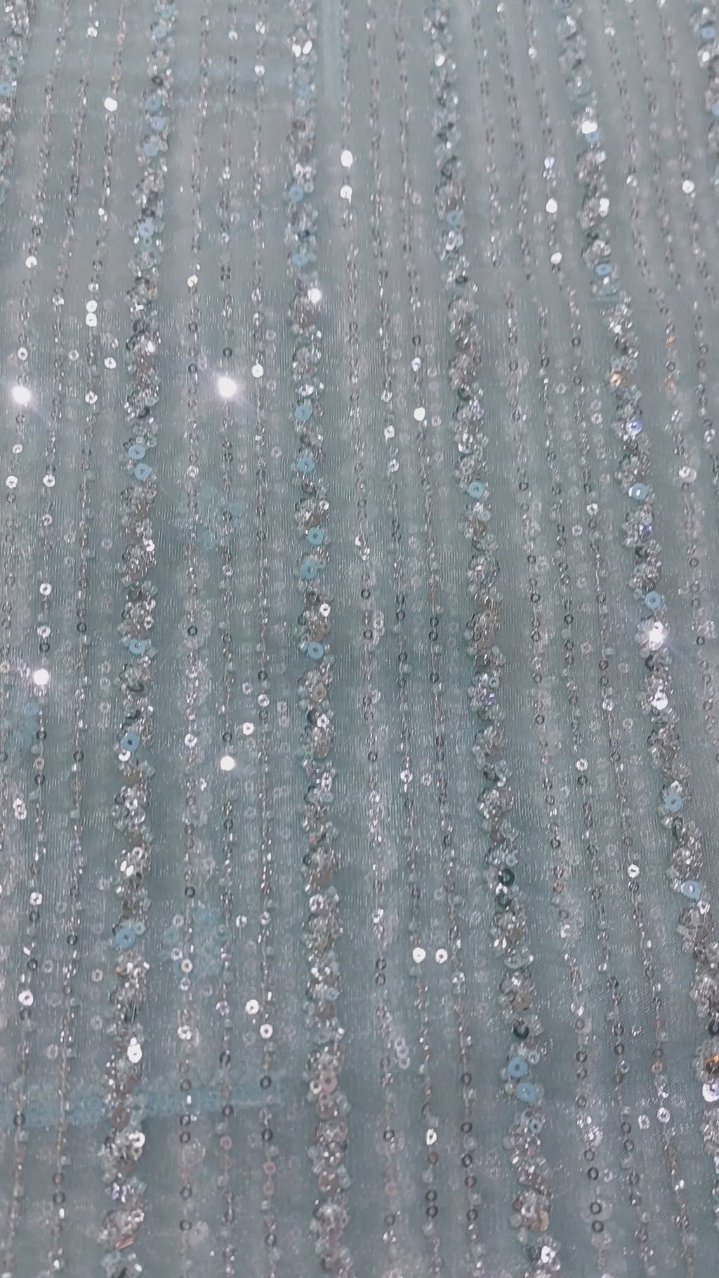 Sky blue Pearl & Sequin Work Premium Net Saree