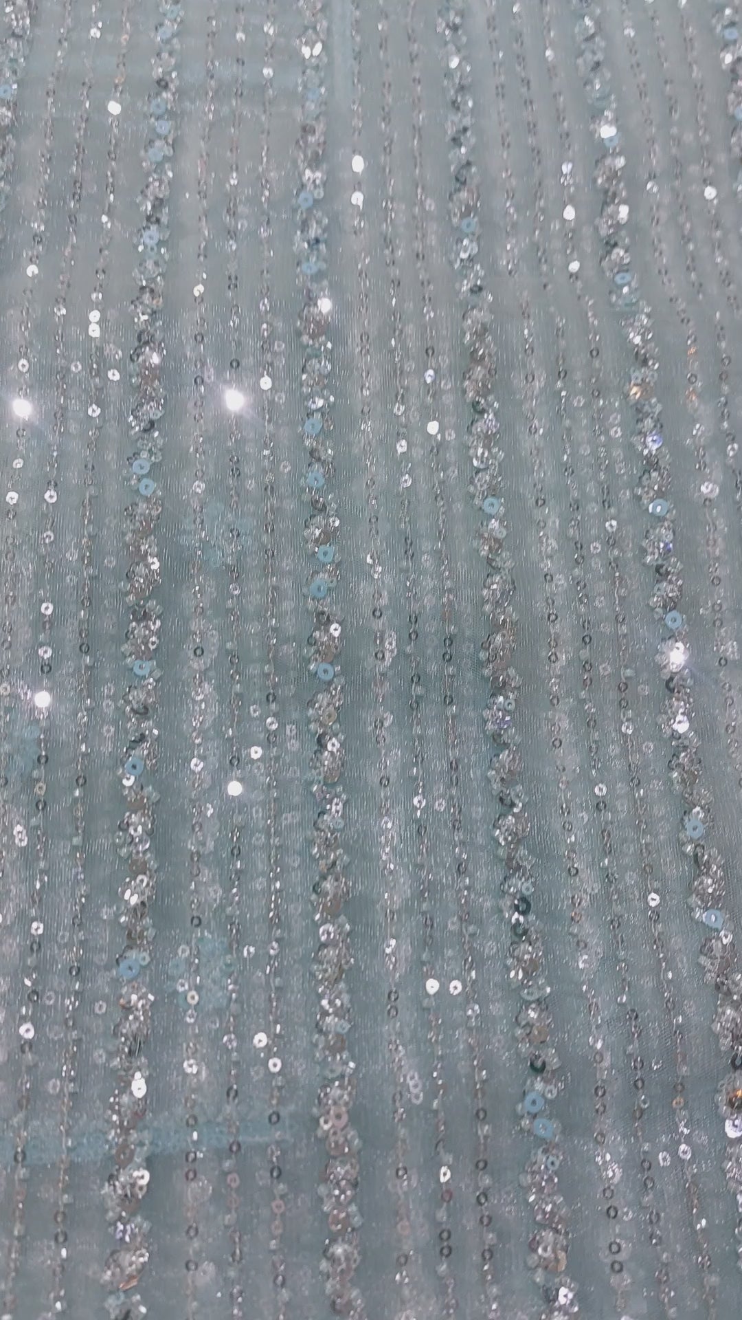 Sky blue Pearl & Sequin Work Premium Net Saree