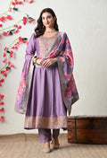 Elegant Lavender Embroidered Anarkali Suit Se