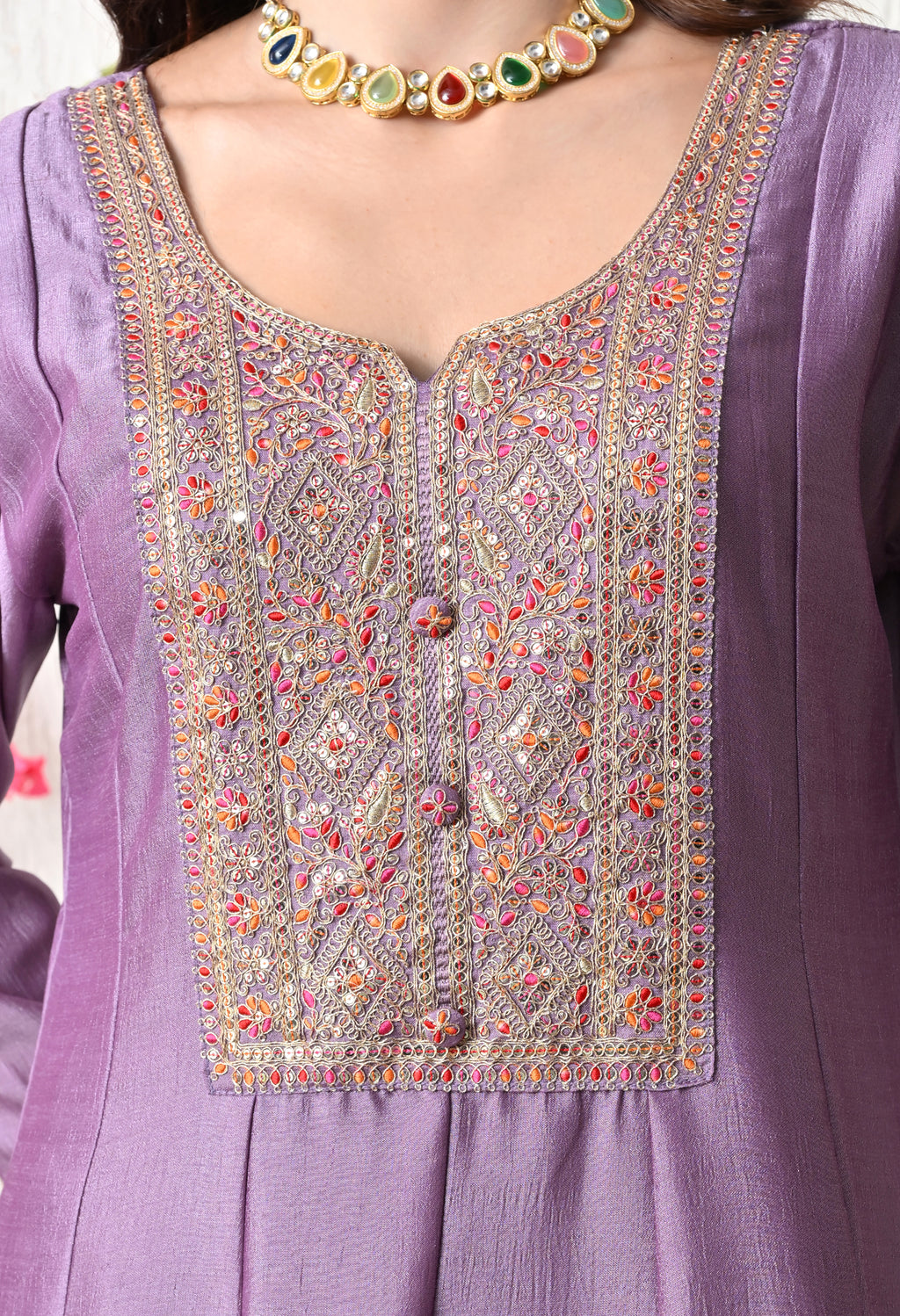 Elegant Lavender Embroidered Anarkali Suit Se