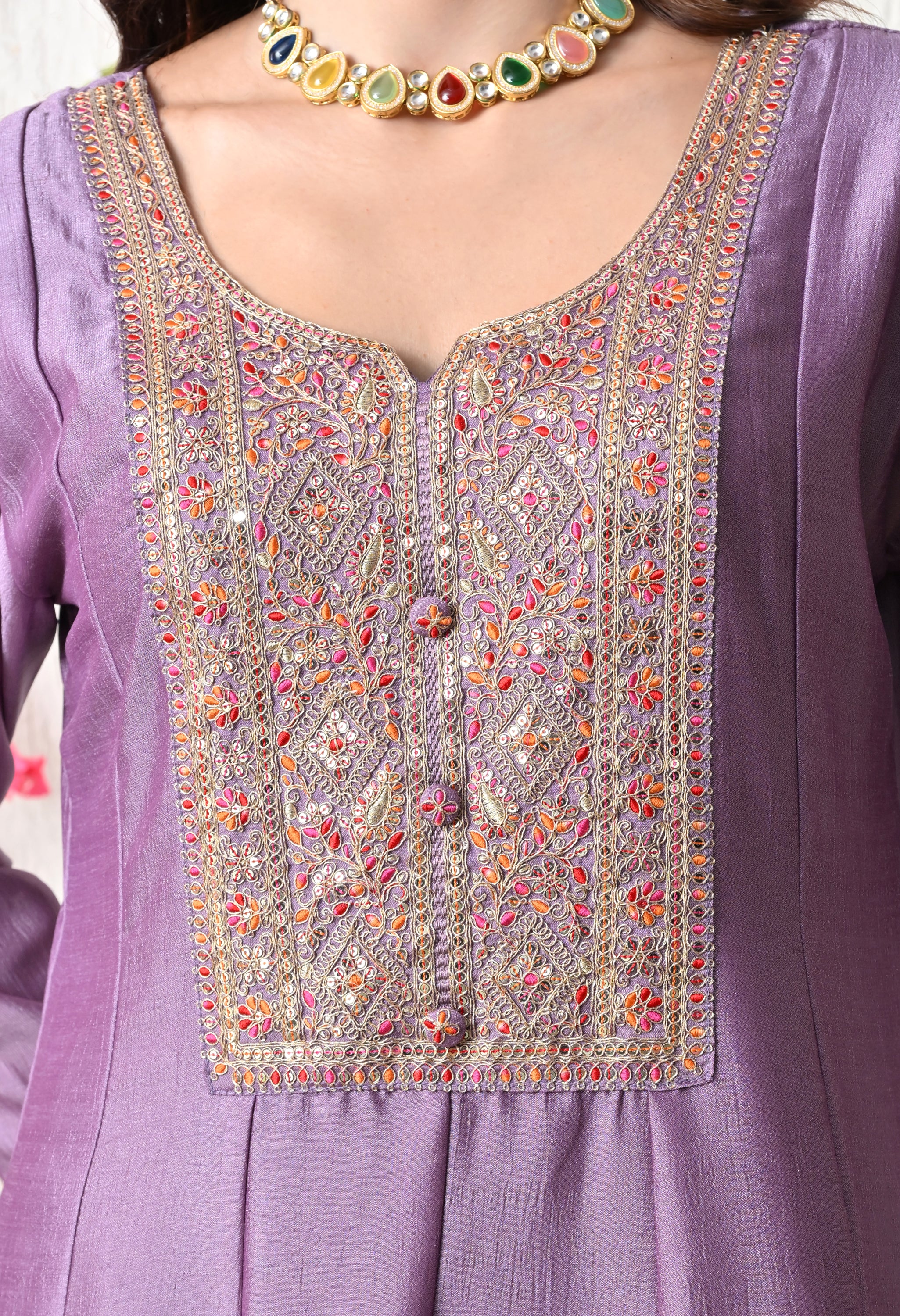 Elegant Lavender Embroidered Anarkali Suit Se