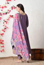 Elegant Lavender Embroidered Anarkali Suit Se