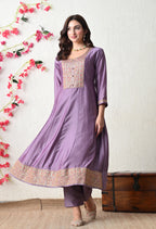Elegant Lavender Embroidered Anarkali Suit Se