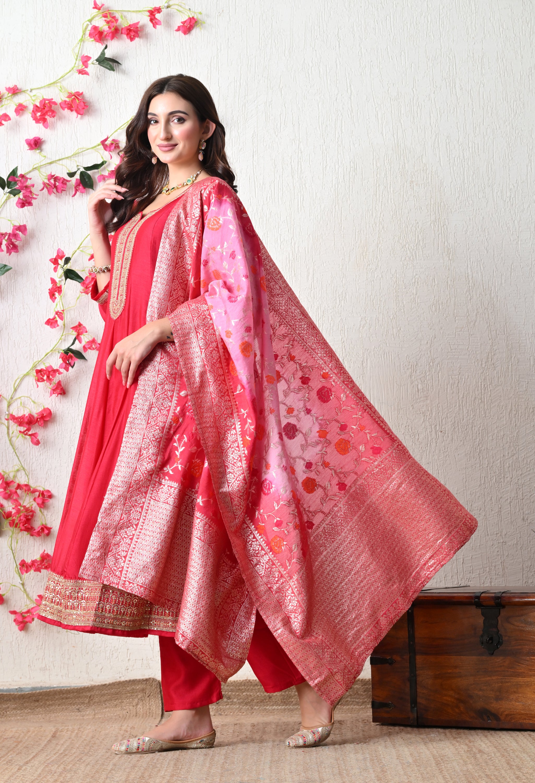 Vibrant Rani Embroidered Anarkali Suit Set