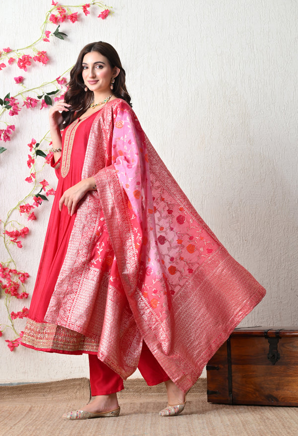Vibrant Rani Embroidered Anarkali Suit Set