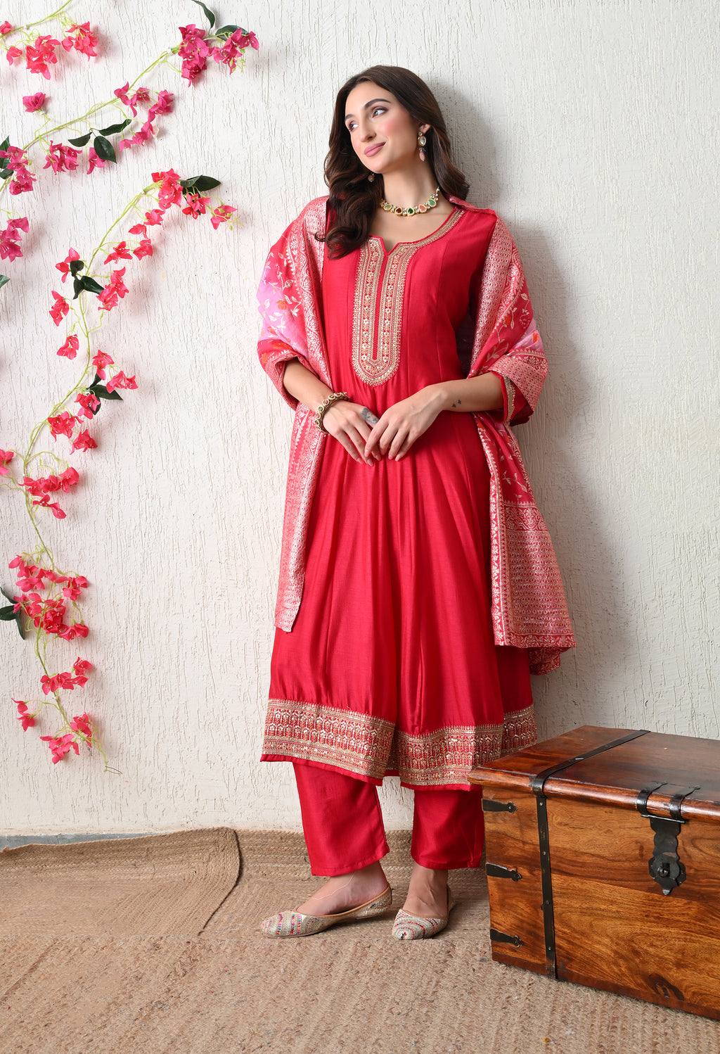 Vibrant Rani Embroidered Anarkali Suit Set