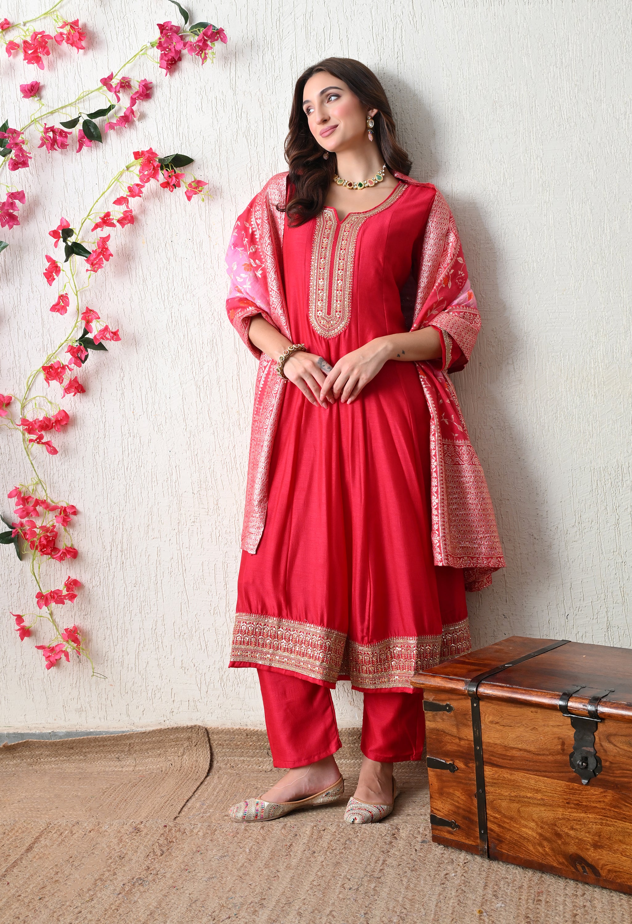 Vibrant Rani Embroidered Anarkali Suit Set