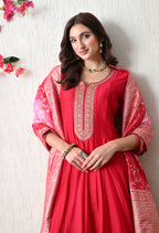 Vibrant Rani Embroidered Anarkali Suit Set