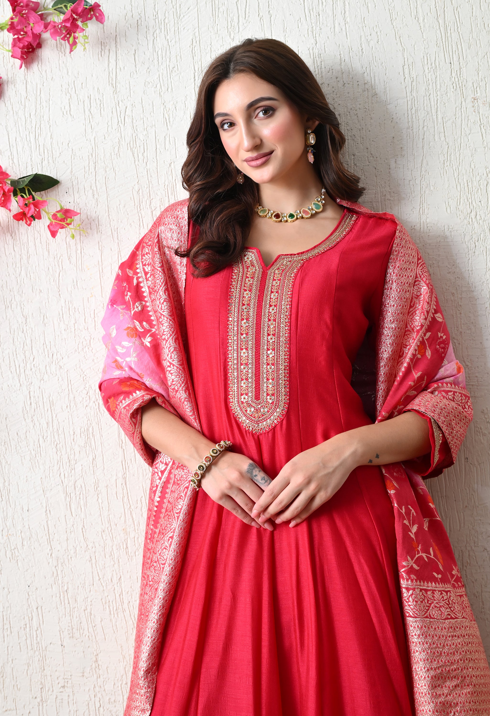 Vibrant Rani Embroidered Anarkali Suit Set