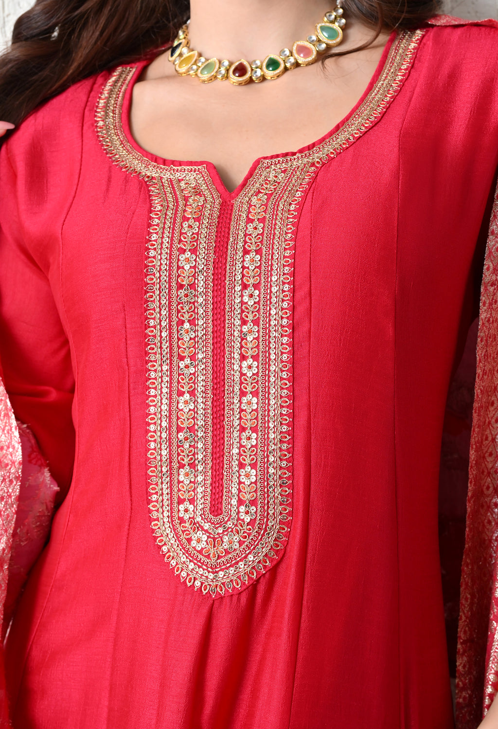 Vibrant Rani Embroidered Anarkali Suit Set