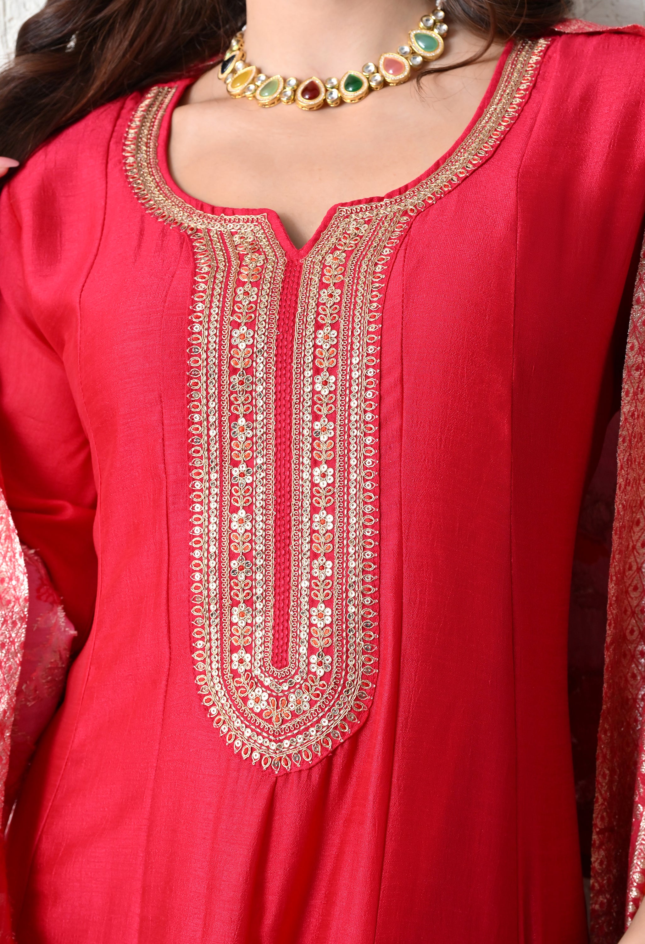 Vibrant Rani Embroidered Anarkali Suit Set