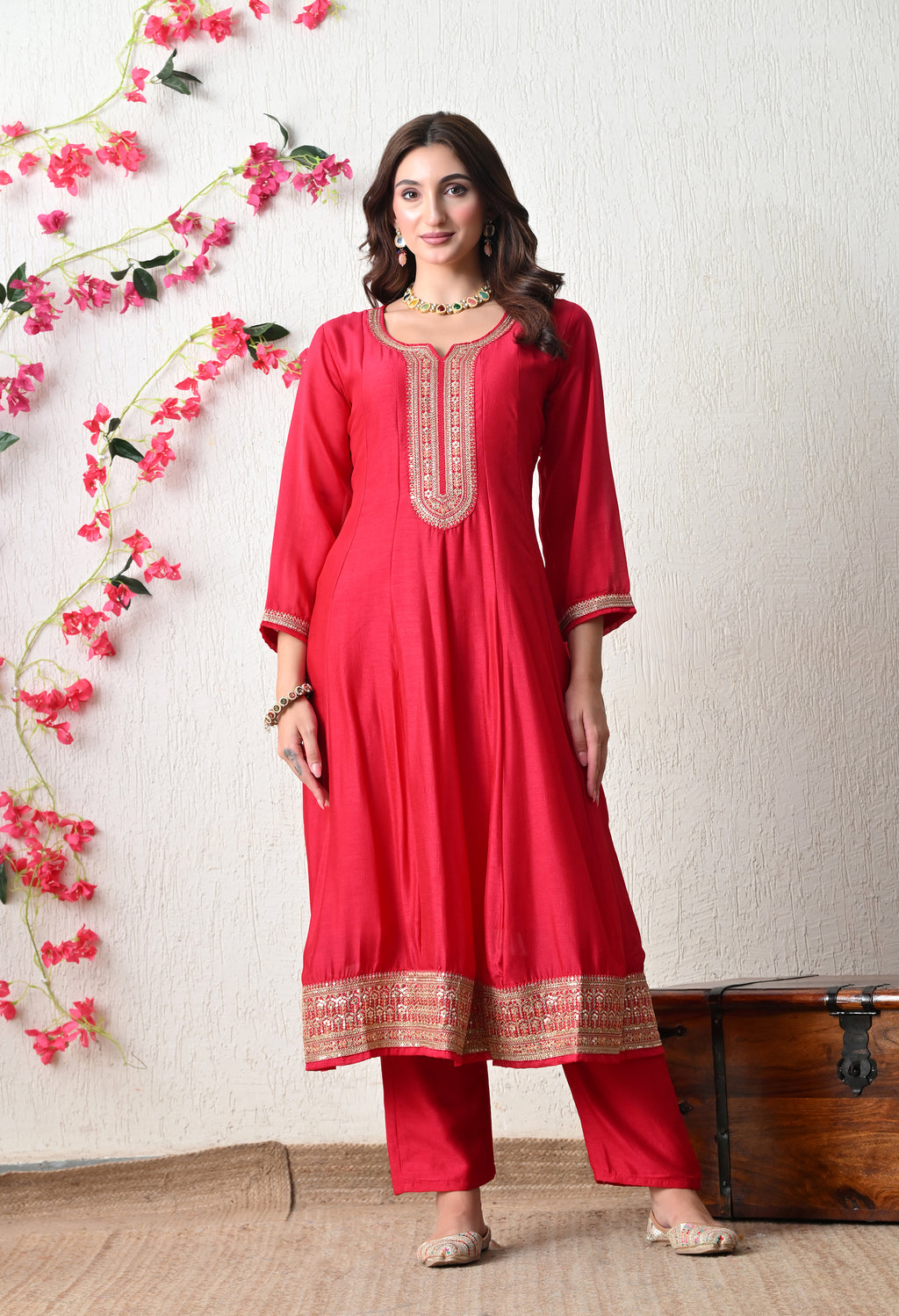 Vibrant Rani Embroidered Anarkali Suit Set
