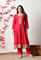Vibrant Rani Embroidered Anarkali Suit Set