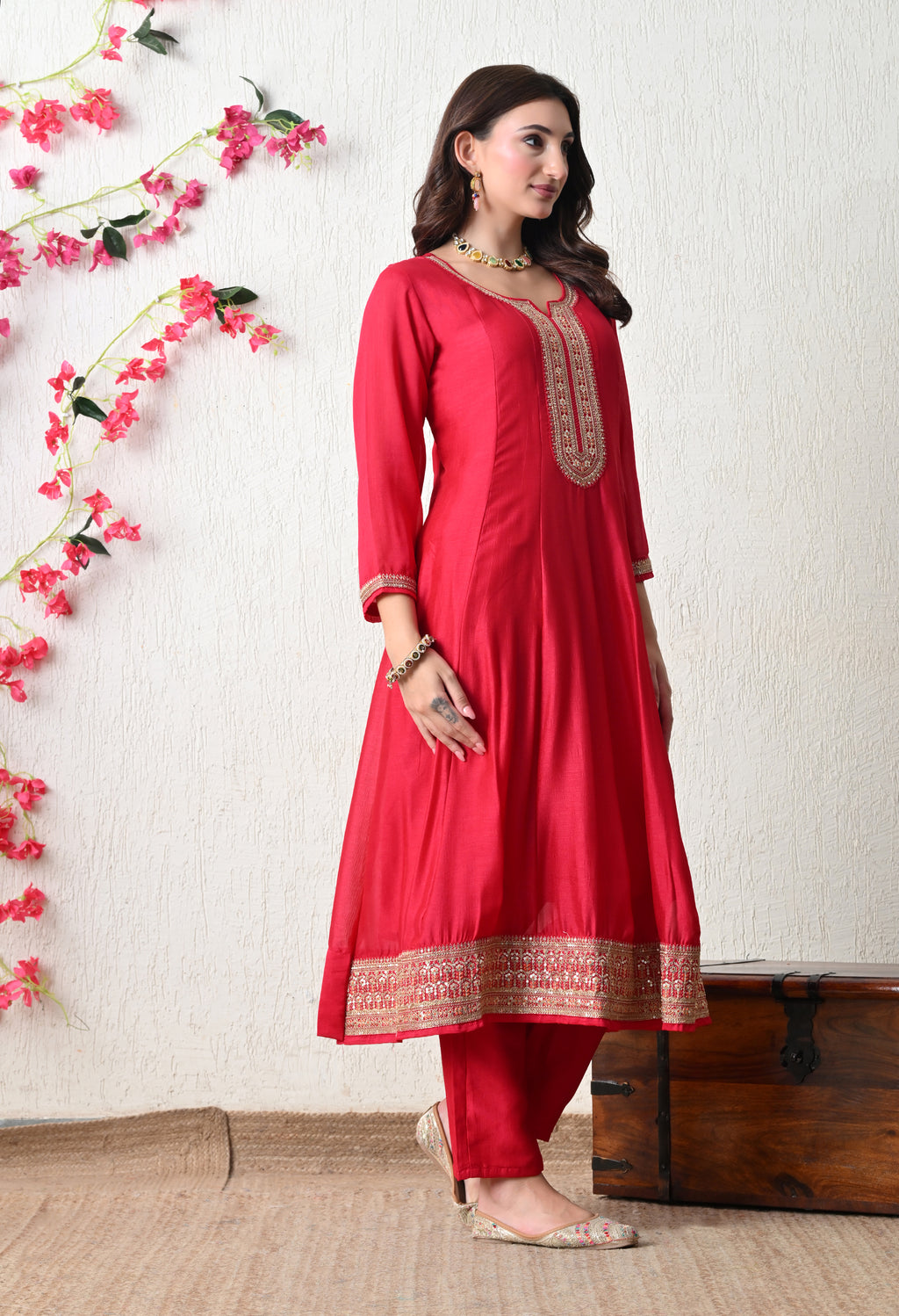 Vibrant Rani Embroidered Anarkali Suit Set