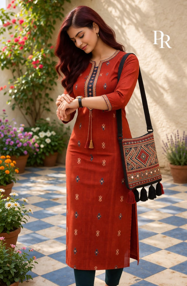 Meroon Ethnic Printed Kurti with Pent