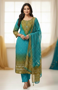 Bandani Turquoise Floral Kurti Set