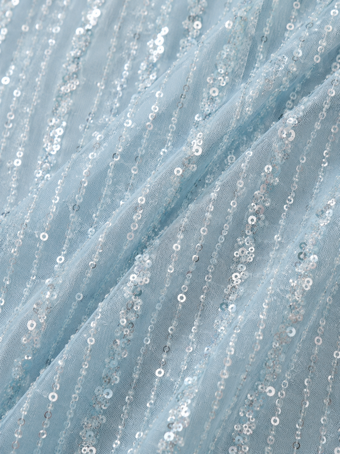 Sky blue Pearl & Sequin Work Premium Net Saree