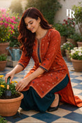 Meroon Ethnic Printed Kurti with Pent