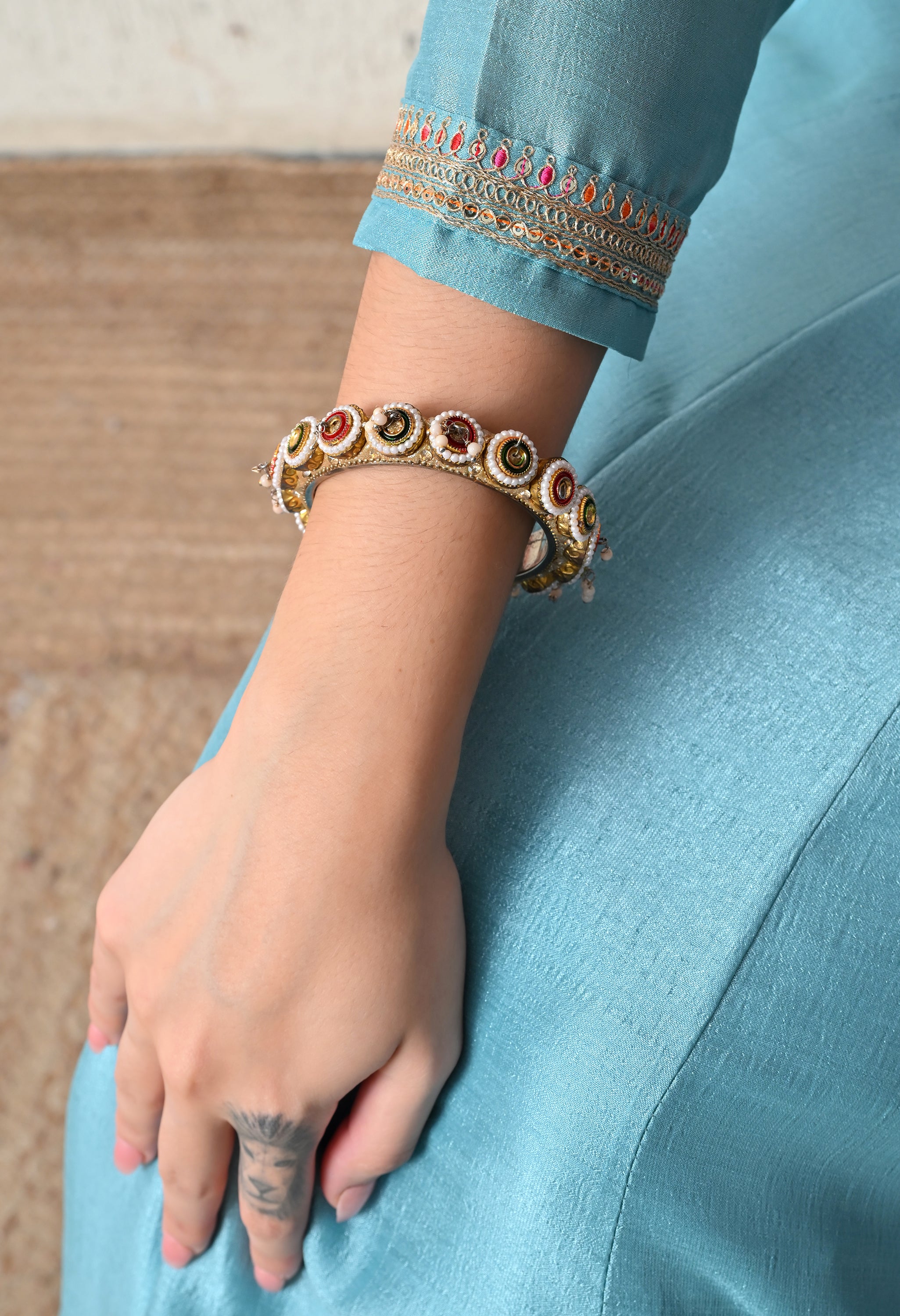 Serene Sky Blue Embroidered Anarkali Suit Set