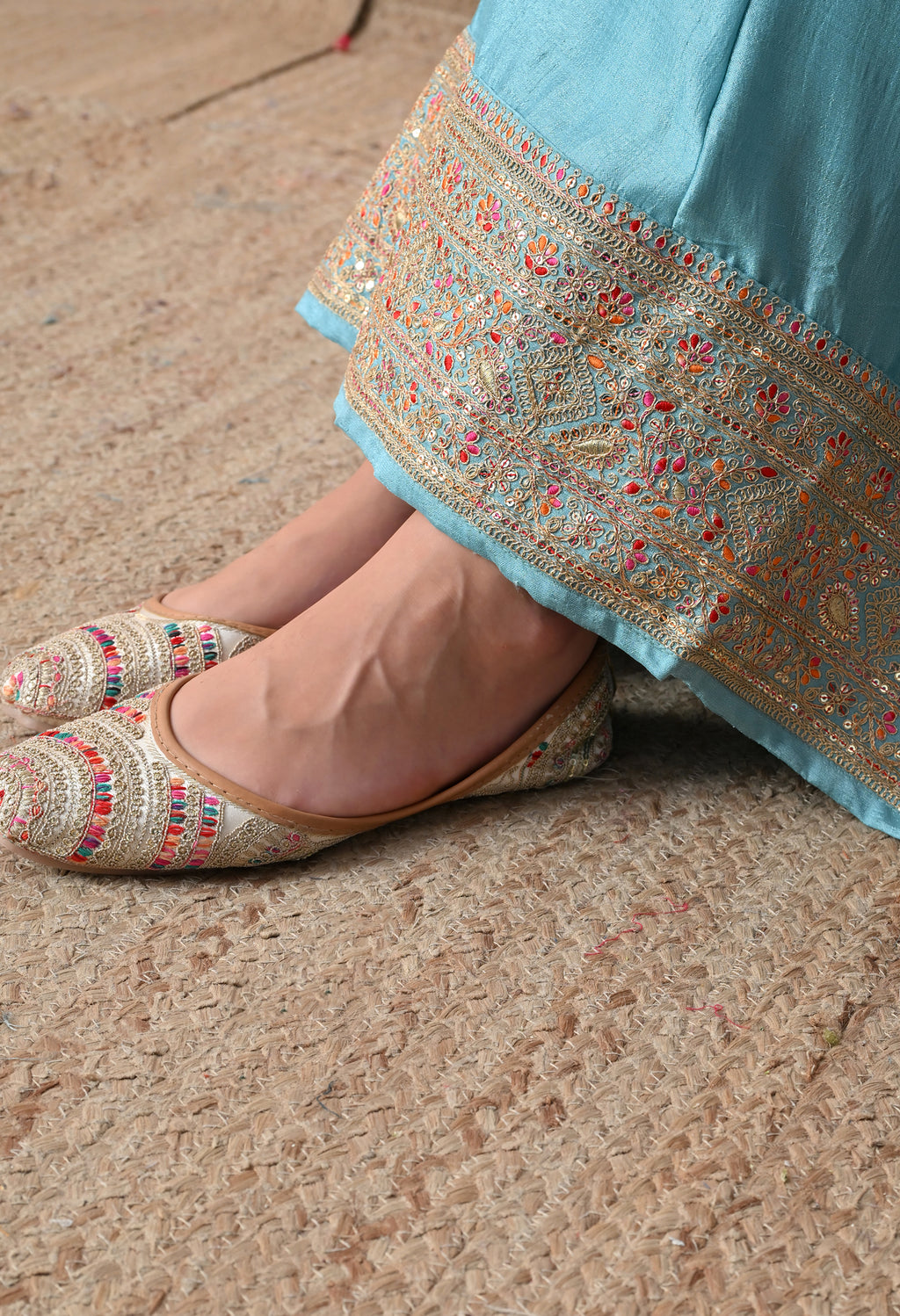 Serene Sky Blue Embroidered Anarkali Suit Set
