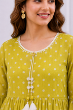Teal Botanical Scalloped Lace Tunic