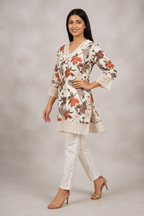 Floral Lace-Trimmed Kurti