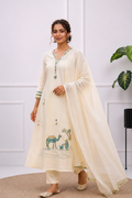 Desert Oasis Thread-Work Anarkali Set with Mirror-Work Dupatta