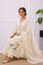Desert Oasis Thread-Work Anarkali Set with Mirror-Work Dupatta