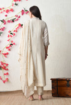 Pristine Ivory Embroidered Anarkali Suit Set