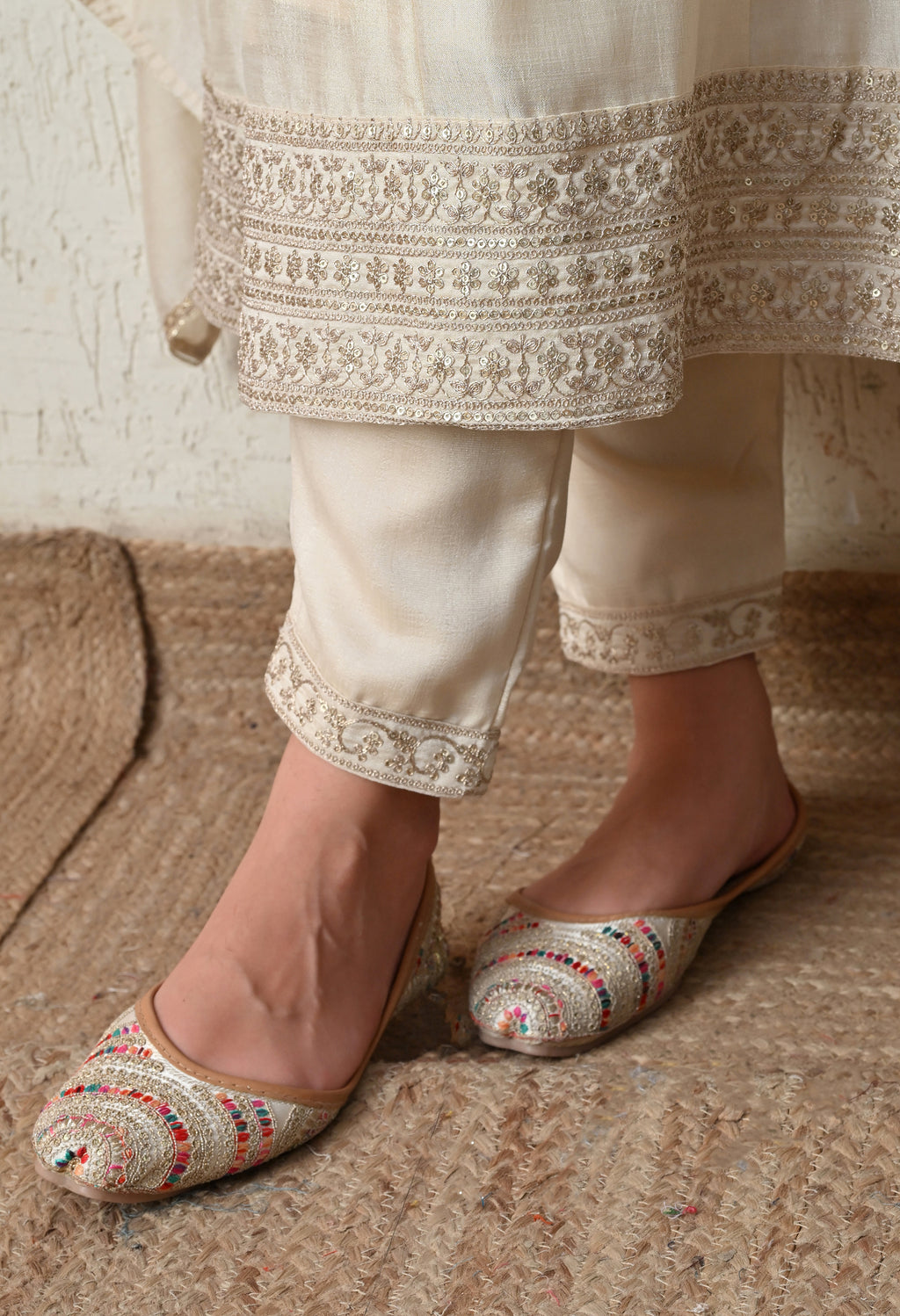 Pristine Ivory Embroidered Anarkali Suit Set