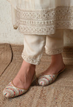 Pristine Ivory Embroidered Anarkali Suit Set