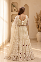 Ivory White Embroidered Lehenga Choli with Dupatta
