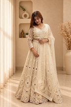 Ivory White Embroidered Lehenga Choli with Dupatta